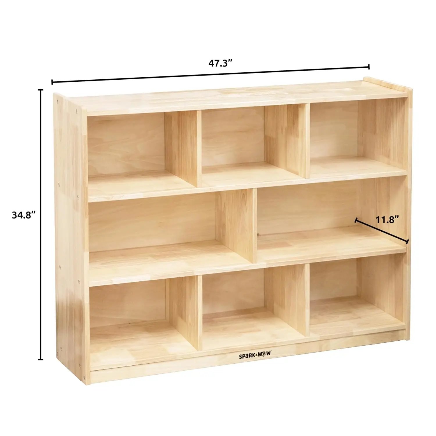 8-Compartment Solid Wood Storage Cabinet - Toy Shelf Organizer - Shelves For Classroom - Includes Optional Wheels