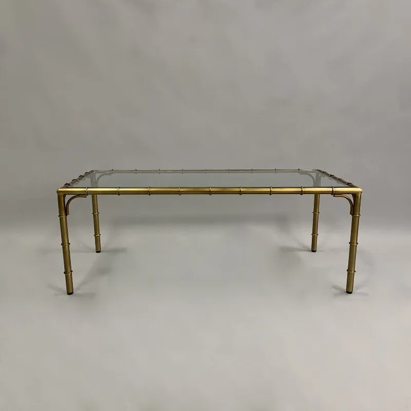 American retro bamboo all copper coffee table villa hotel model room exhibition hall living room coffee table