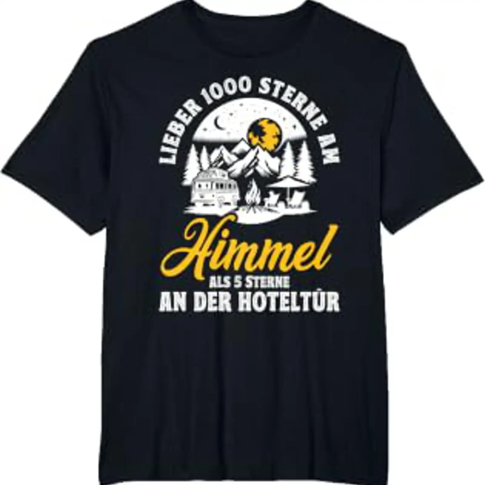 Camping Lieber 1000 Sterne am Himmel als 5 im Hotel T Shirt black S vintage Washed Stylish Stretched Casual Versatile Soft