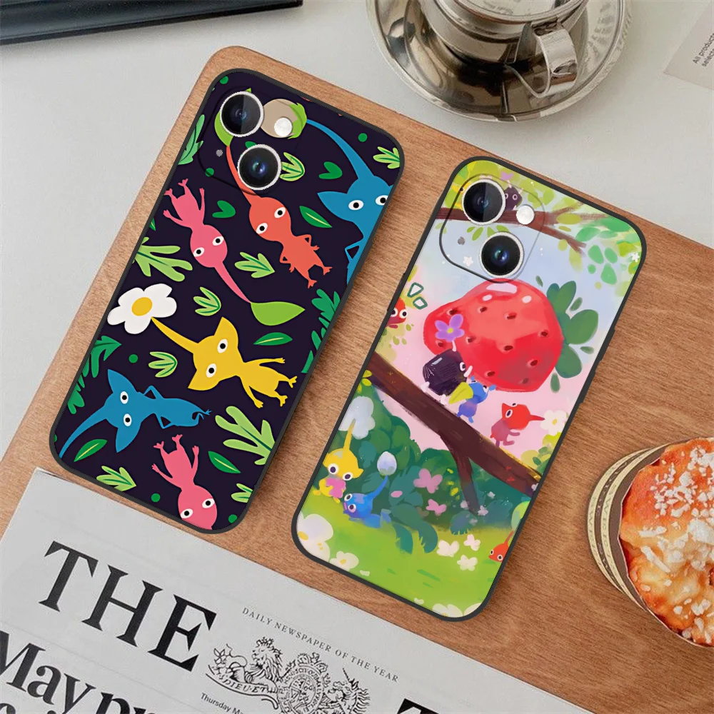 Game P-PikminS-S 4 Phone Case For Iphone 16 15 11 13 14 Pro Max 7 8 Plus X Xr Xs Max 12mini Black Shell Cover Case