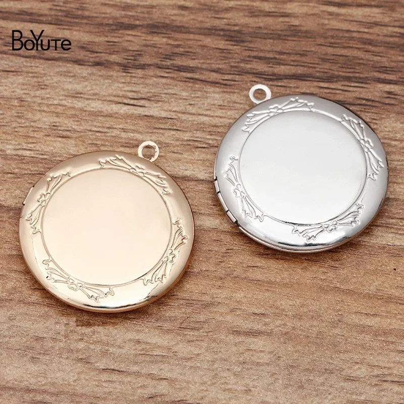 BoYuTe (10 Pieces/Lot) 32*6MM Metal Brass Round Photo Memory Locket Pendant Diy Floating Locket Charms for Jewelry Making