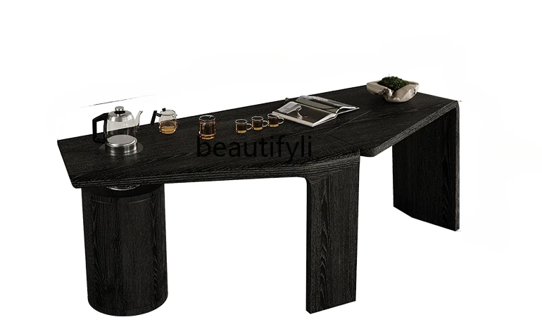 French Retro Special-Shaped Tea Table High-End Full Pewter Solid Wood Automatic Water Feeding Villa Reception Kung Fu Tea Table