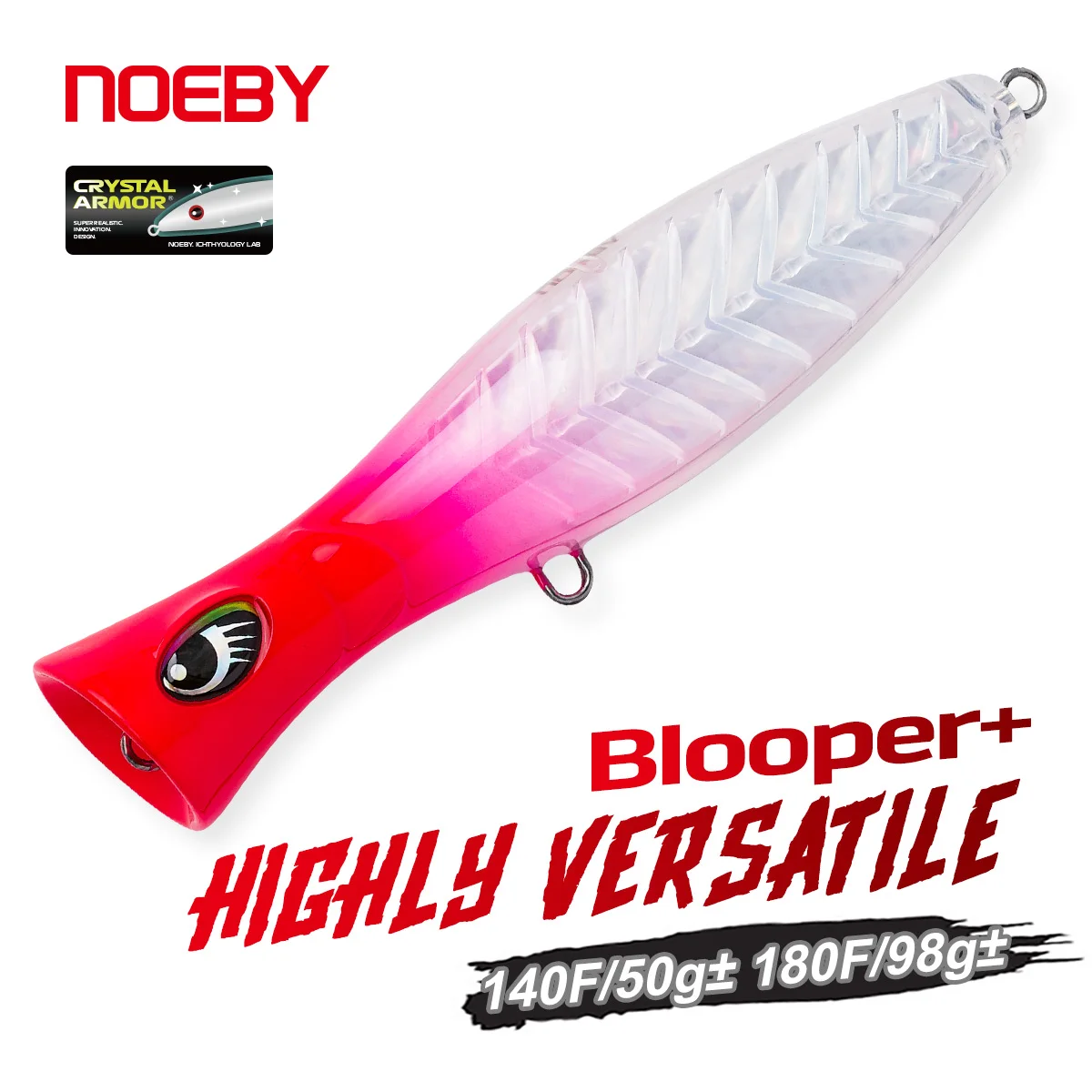 Señuelo de Pesca NOEBY Popper 140mm 50g± 180mm 98g± Blooper+ Crystal Armor Reforzado con Espina de Pescado para Pesca de Atún en Agua Salada