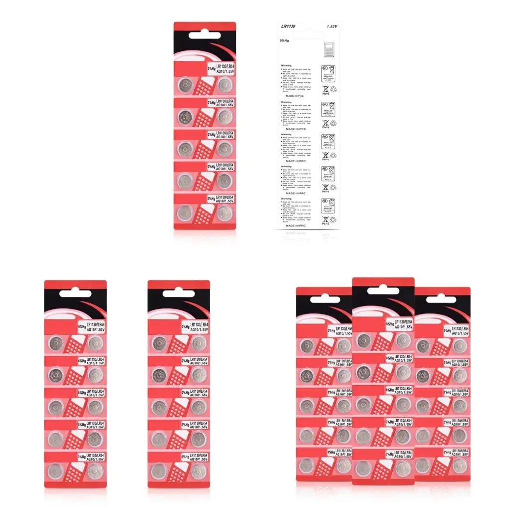 

Щелочные батарейки-таблетки с длительным сроком службы 20/10 шт. AG10 LR1130 для небольшой электроники, игрушка с бесключевым