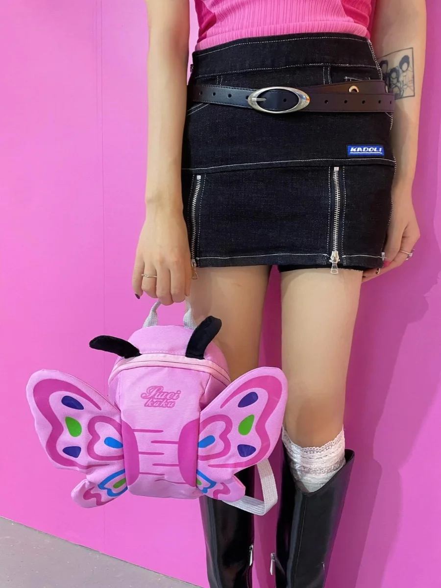 Jiaerdi tas ransel MINI ผีเสื้อ Y2k ของผู้หญิงแบบลำลองสำหรับเด็กผู้หญิงใหม่ฤดูร้อนน่ารักกระเป๋าเป้สะพายหลังสวยงาม