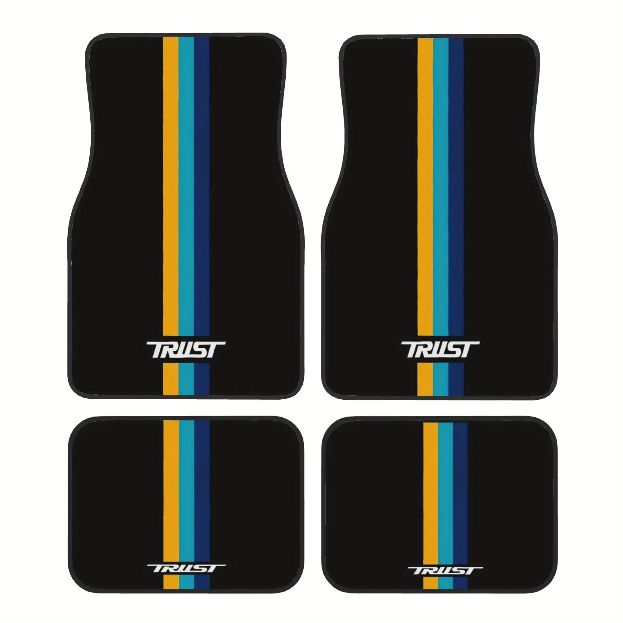 

4Pcs Greddy Trust Car Floor Mats, Polyester Made, Stripes & Letter Design, Durable Universal Mats for Car Interior Decoration