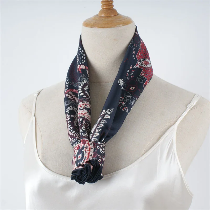 Paisley Print 100% Silk Scarf Neckerchief Womens Large Square Silk Head Scarves Hijab for Hair Wrapping 88x88CM