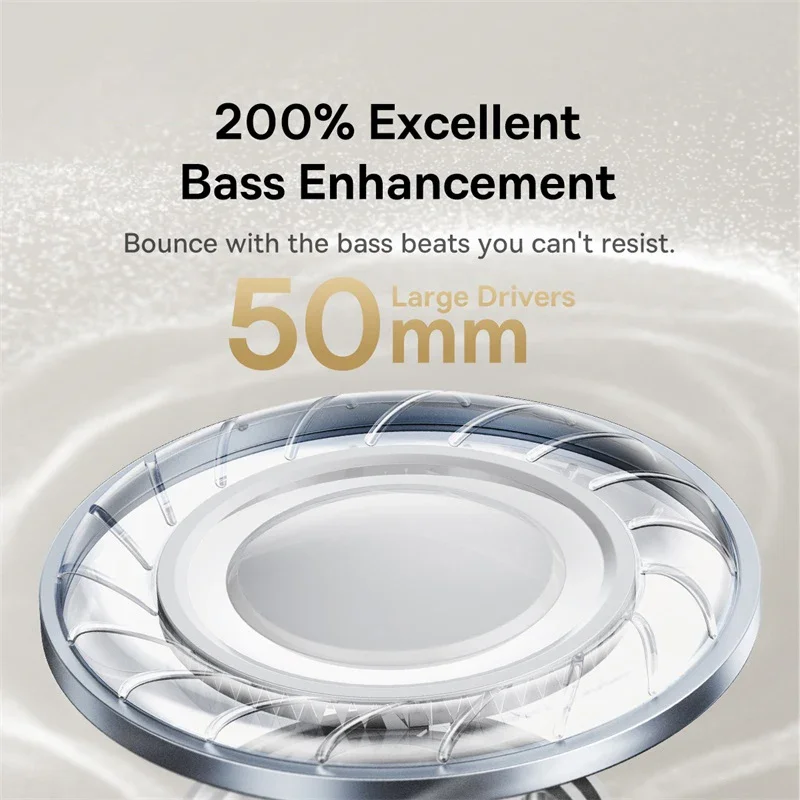 Baseus ANC سماعة رأس لاسلكية Hi-Res LDAC سماعة بلوتوث 5.4 BISA Pro صوت محلي 50 مللي متر سائق سماعة أذن علوية Bowie 30Max