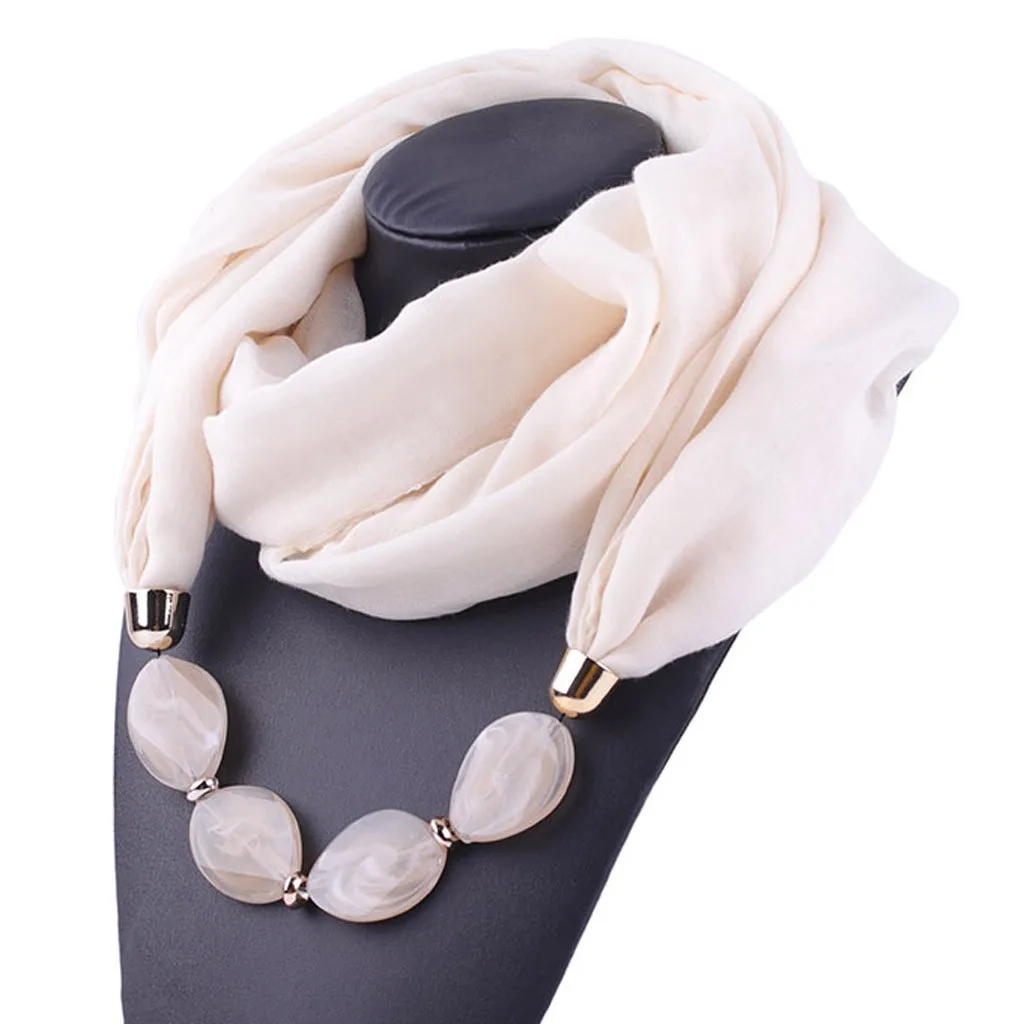 New Pendant Scarf Necklace For Women Cotton Linen Ethnic Style Soft Pendant Scarf Female Accessories Scarf Shawls