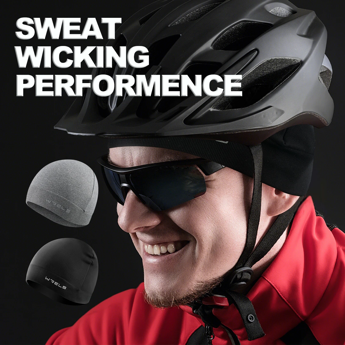WRELS Winter-Beanie-Mütze, winddicht, warm, gestrickt, schweißableitend, Radfahren, Totenkopf-Mütze, thermisch, kältebeständig, weich, Outdoor-Sport, Laufmütze