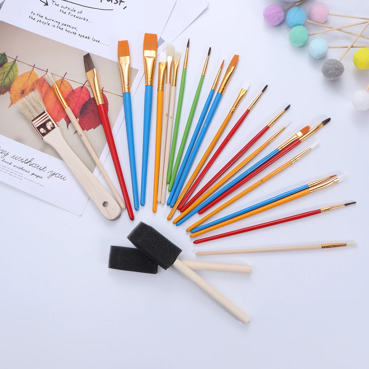 

25 Pcs Painting Tools Brush Set Supplies Student Multifunction Bamboo
