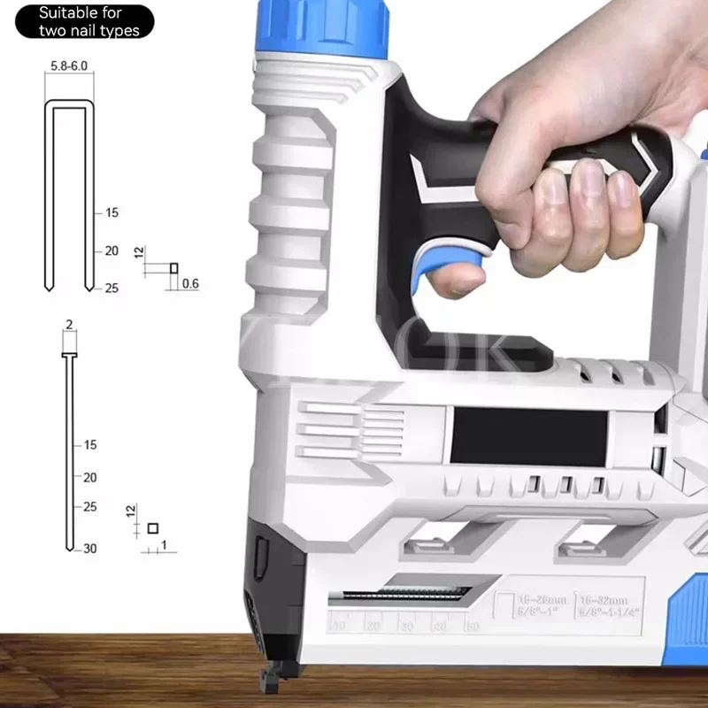 Electric Nailer Rechargeable Nail Gun Tools Stapler For Frame Staples Woodworking DIY Power Tool Electric Shoot Nailer 2.0/6.0AH