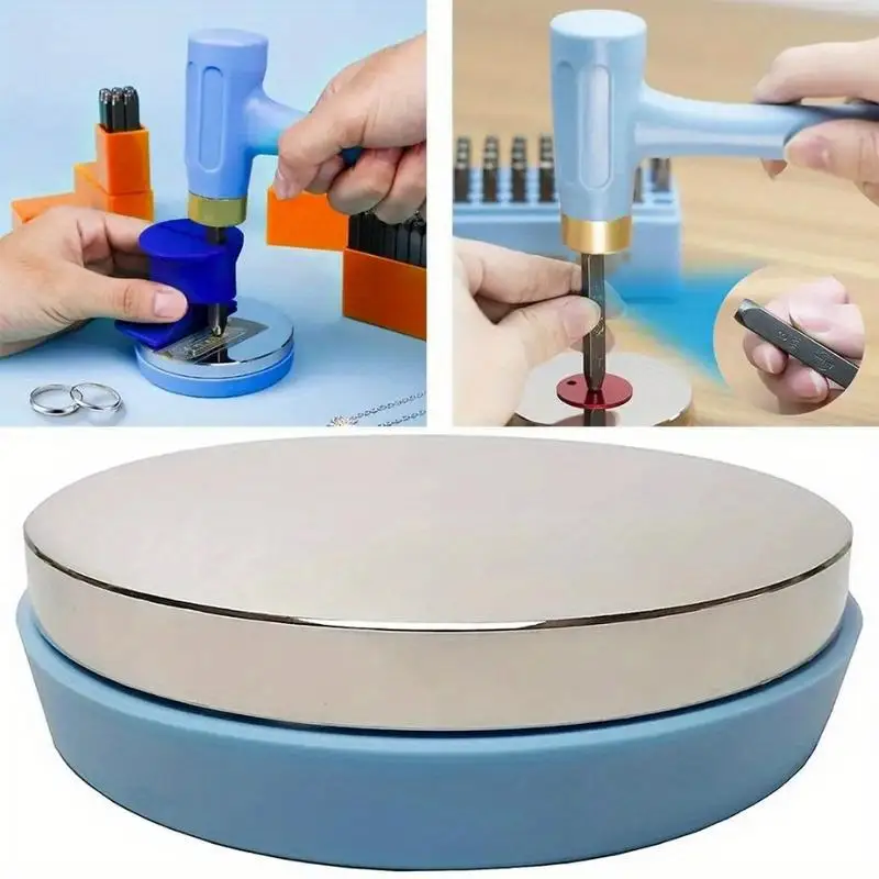 1Pc Steel Bench Block 3 Inch Round Metal Stamping Block for Jewelry Making