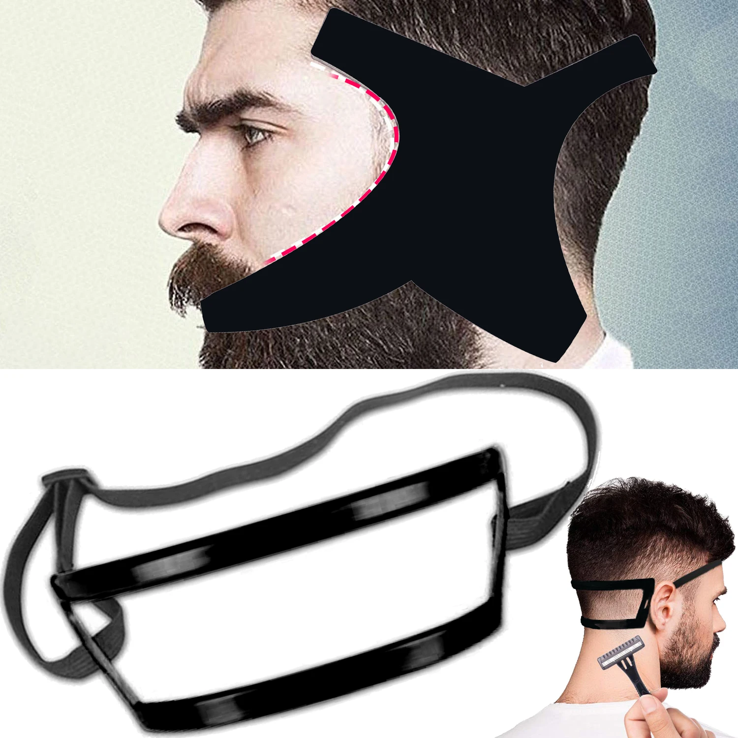 Men's Beard Shaping Styling Comb Plastic Hair Trimmer with Beard Trim Templates Hairline Ruler Beauty Tool for Men's Grooming
