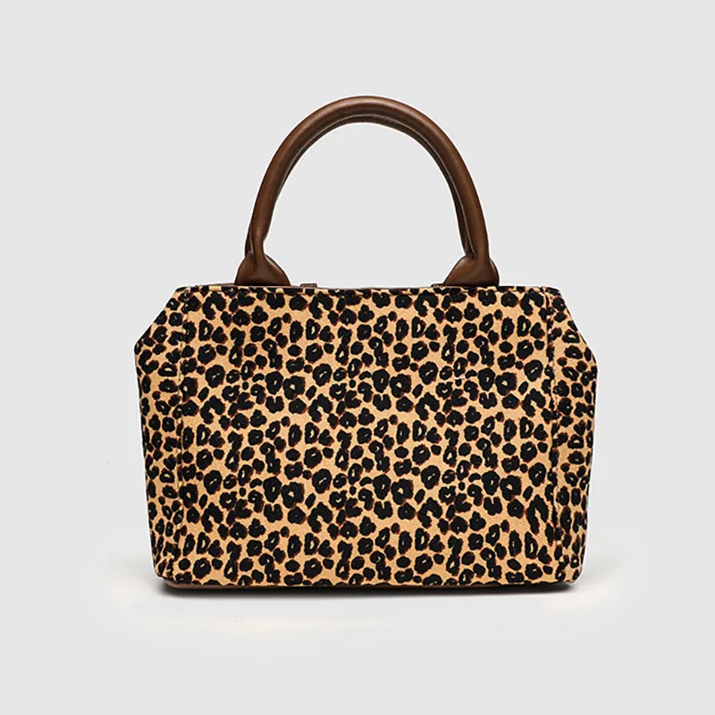 Tas selempang wanita retro motif macan tutul vintage, tas selempang kasual serbaguna cocok untuk penggunaan sehari-hari