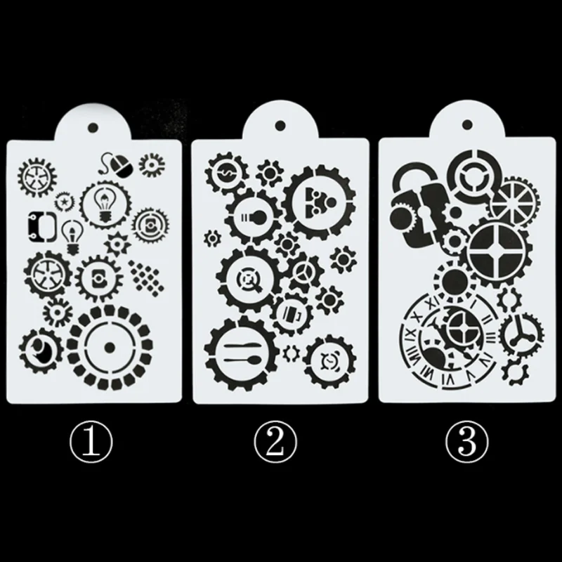 Gear Hollow Spray Flower Stencils For Painting DIY Wall Scrapbooking Photo Album Embossing Graffiti Decoration Template Reusable