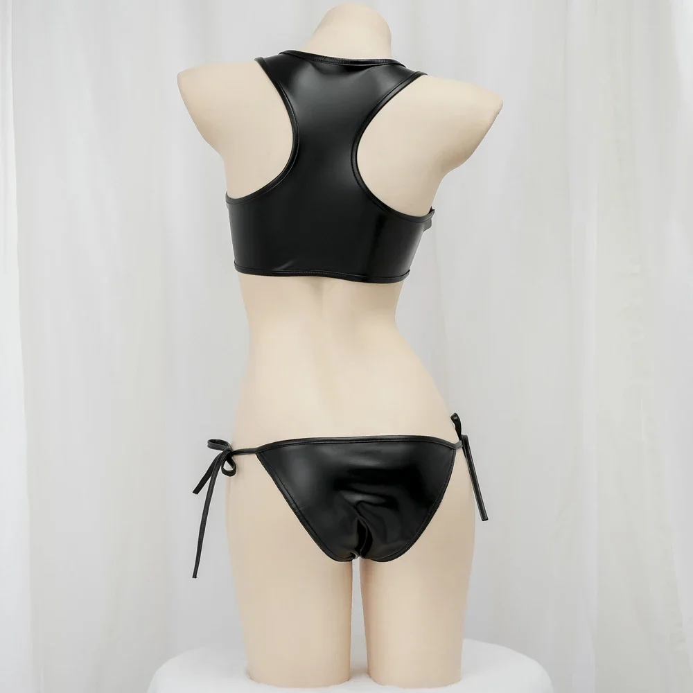 해변 전기 음악 축제 소녀 비키니 세트 여성 애니메이션 게임 펑크 사이버 가죽 유니폼 세트 의상 코스프레