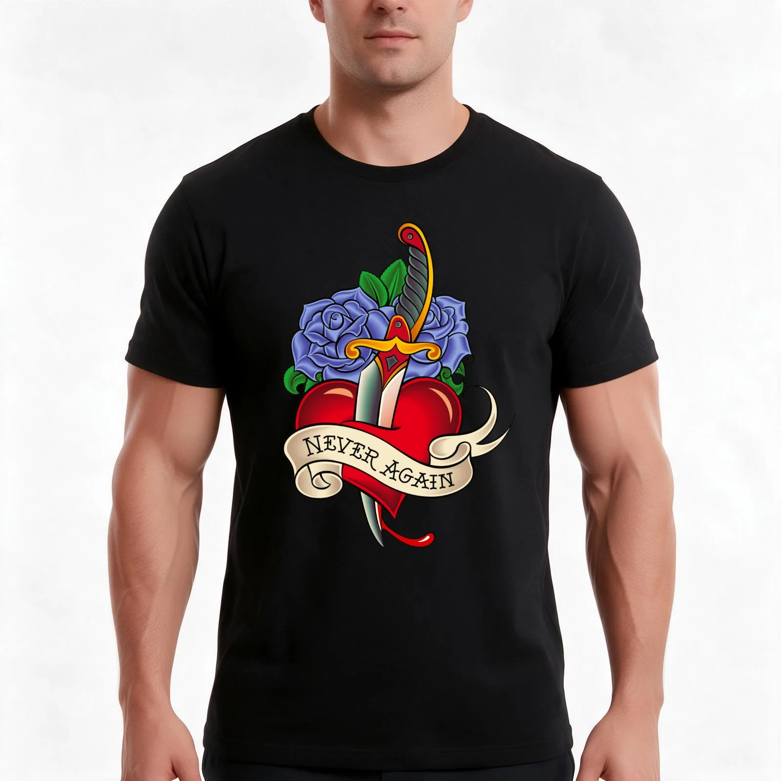 The bleeding heart T-Shirt, Summer Casual Cotton Tee, Oversized Streetwear Tops, Vintage Graphic Print, Loose Fit Short Sleeve