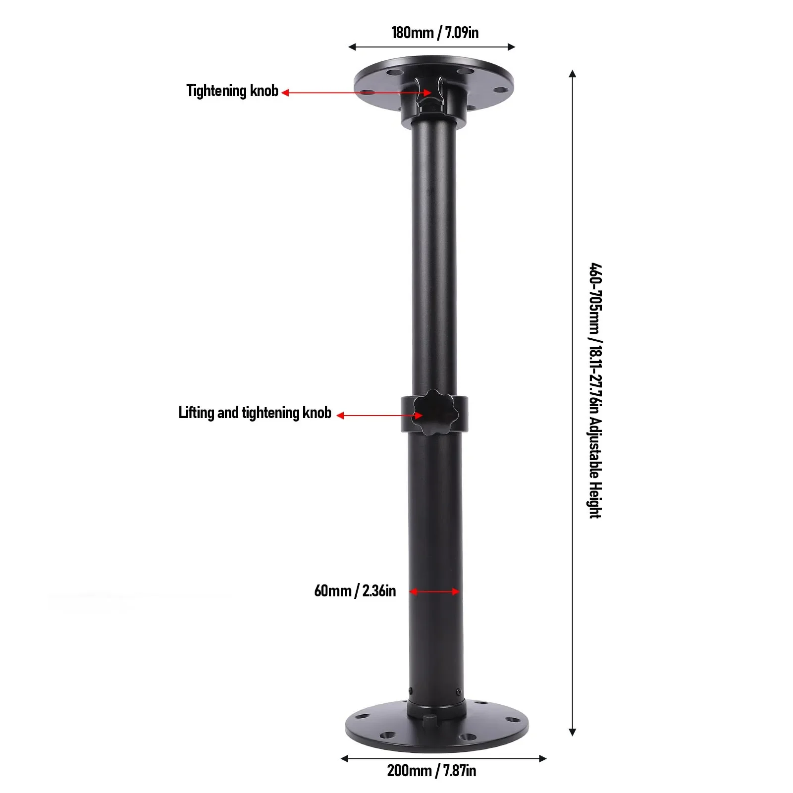 Marine Adjustable Table Pedestal RV Table Leg Heavy Duty Removable Easy To Assemble Aluminum Alloy for Campervan Yacht Deck