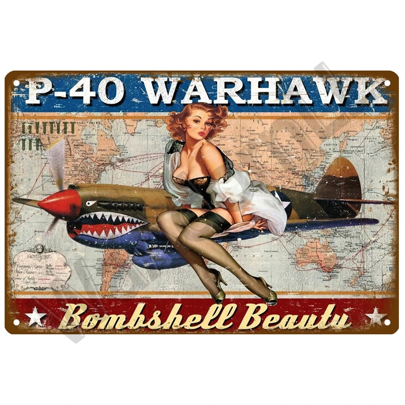 Metal Sign Aircraft Plate Retro Tin Sign Fighter Jet Plane Vintage Metal Plaque Painting Living Room Home Wall Decoration Decor