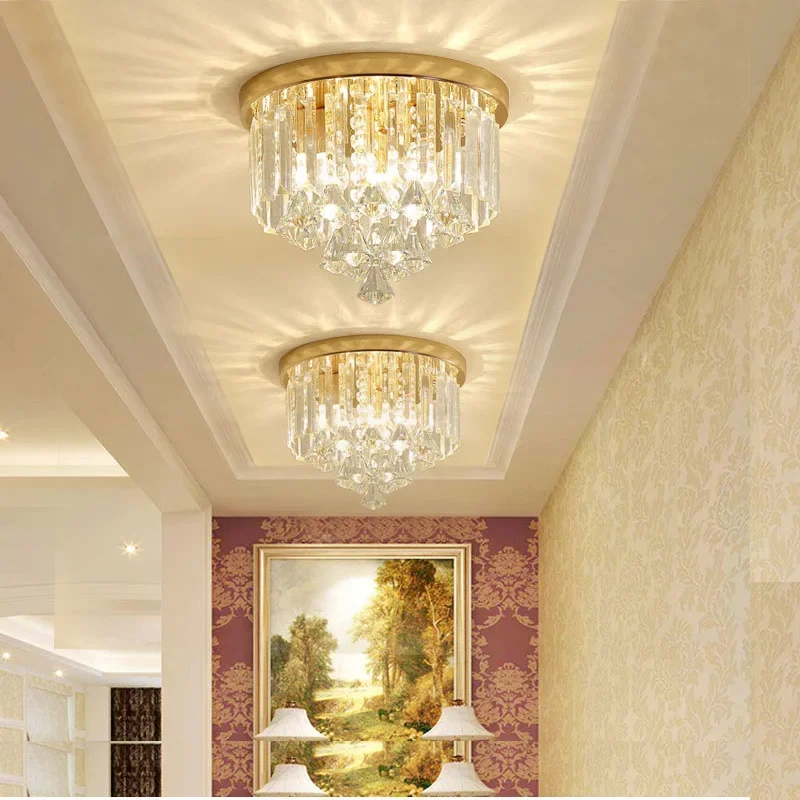 

Crystal Ceiling Lights Champagne OR Clear Stainless Steel Round Crystal Ceiling Lights Design For The Hotel Lobby Bar Cafe Shop