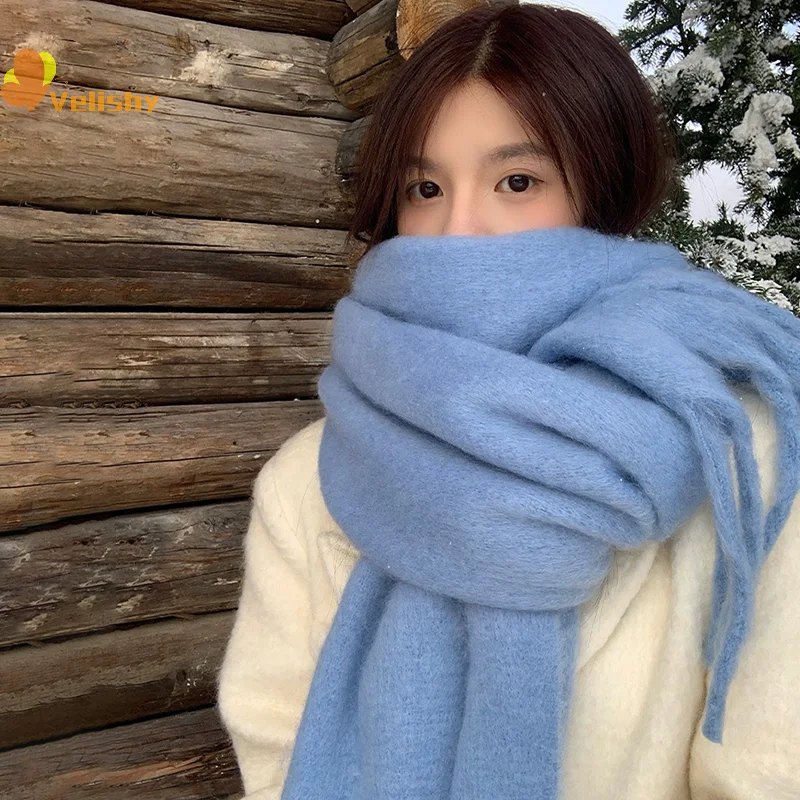 Einfarbig Dicken Großen Schal Frauen Männer Herbst Winter Koreanischen Stil Student Alle-spiel Schal Warme Neck Schal