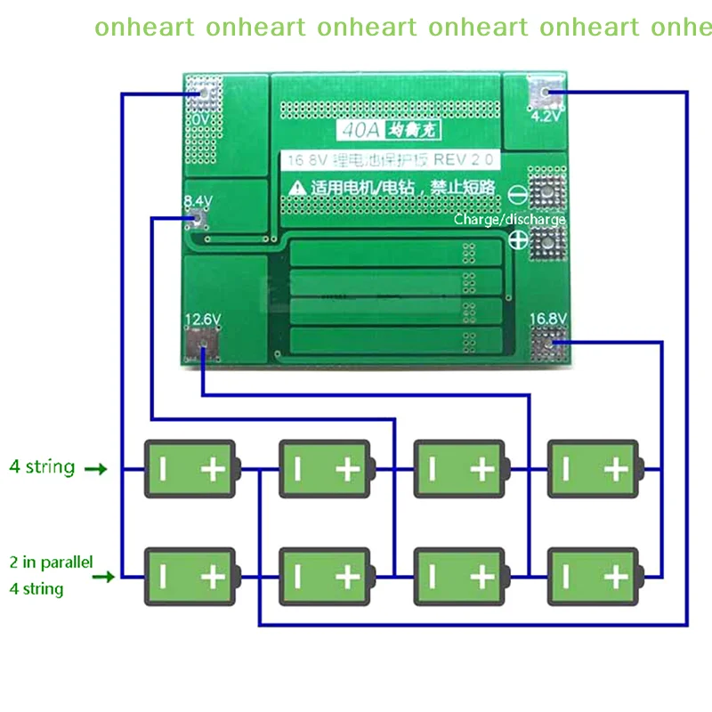 18650 BMS For Drill Motor 11.1V 12.6V/14.8V 16.8V Enhance Balance 3S 4S 40A 60A Li-ion Lithium Battery Charger Protection Board