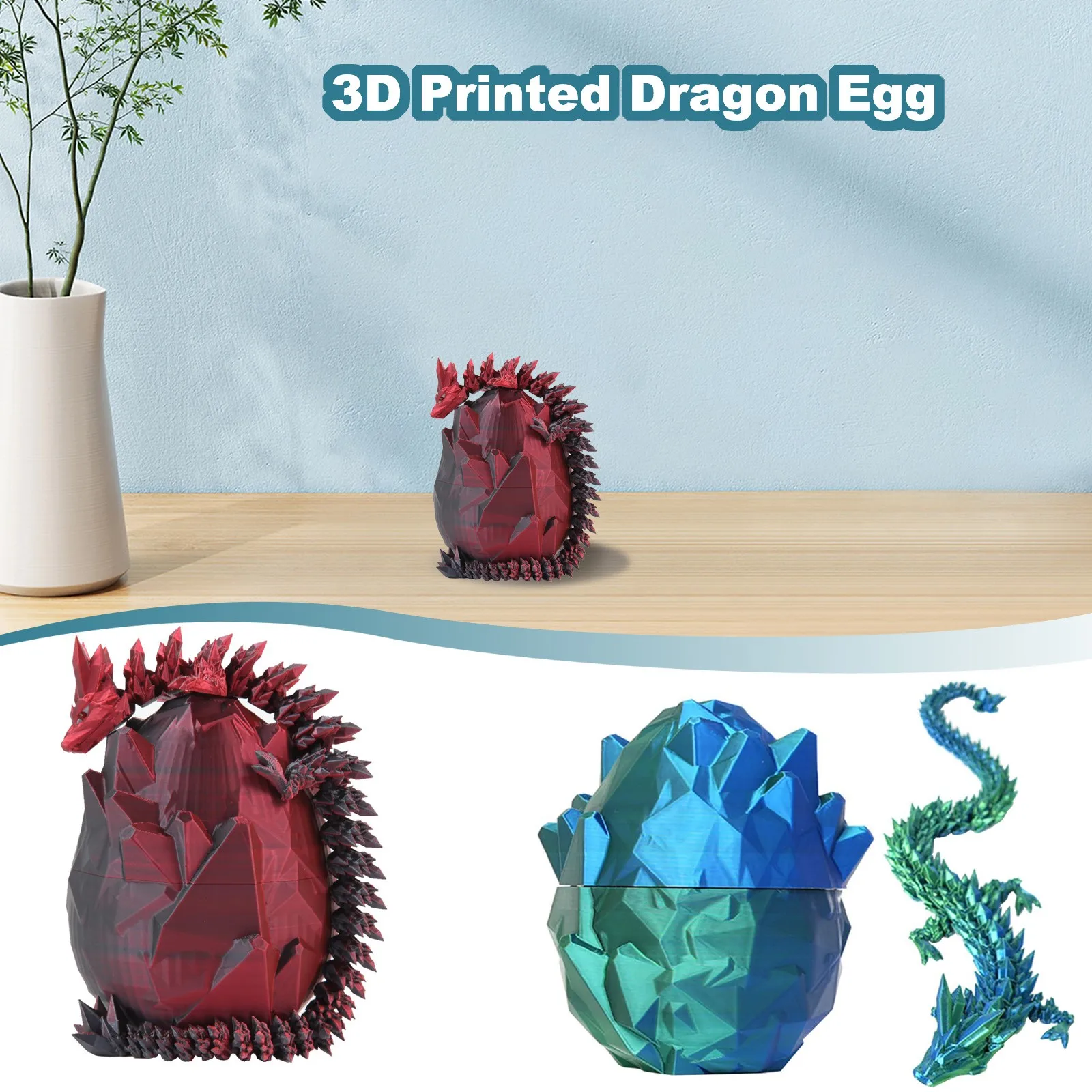

3D Printed Dragon In Egg Full Articulated Dragon Fidget Toys Home Office Rotatable Articulated Dragon Egg Ideal Gift for Kids