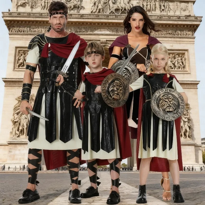 التصوير الفوتوغرافي زي كرنفال المحارب زي المصارع الروماني MenCostume كرنفال هالوين لعب الأدوار حفلة العضلات الصدر البدلة