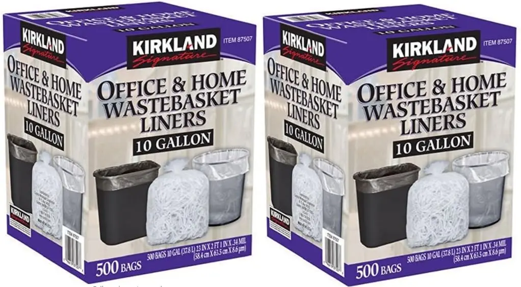 

Пакеты для мусорных баков Kirkland Signature, прозрачные, 10 галлонов, произведено в США, 500 штук