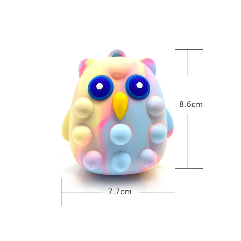 Fidget Toys 3D Owl Unzip Ball Pop Silicone Push Bubble Toy Kids Sensory Pinch Ball Stress Reliever Toy Children Owl Fidget Toys