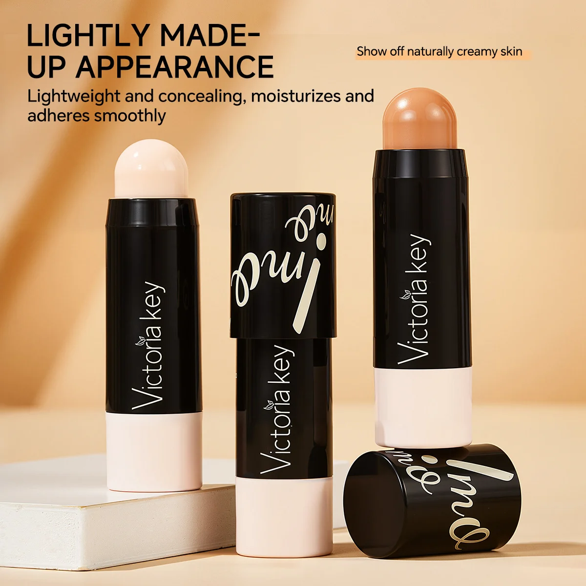 2-in-1 Foundation & Concealer Stick, Waterproof Long Wear, Full Cover, Hide Blemishes, Smooth Base Makeup
