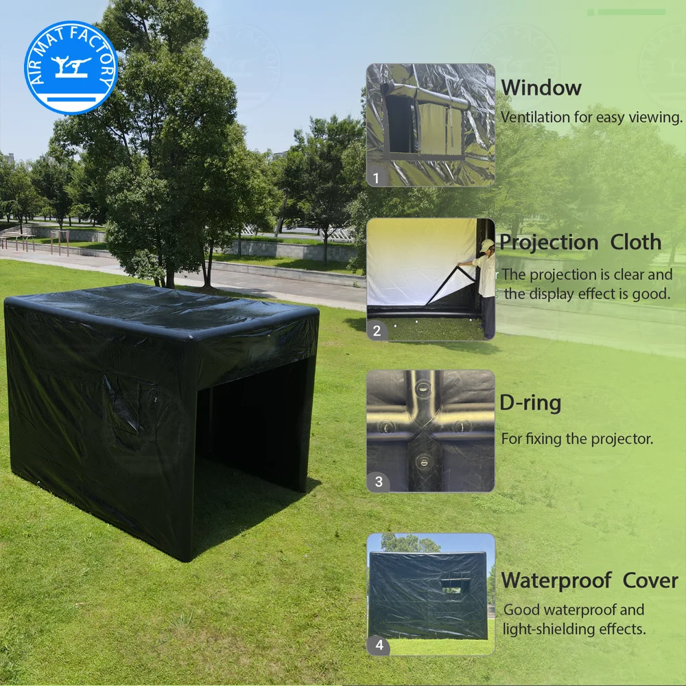Inflatable golf simulator tent with curtain for swing practice, golf training cage shooting tent, portable for outdoor sports
