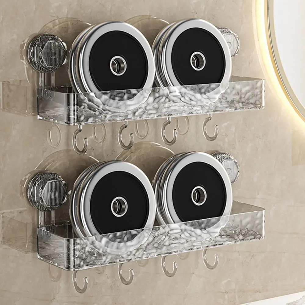 Clear Suction Cup Storage Basket Light Luxury Removable Shower Storage Rack Punch Free Glacier Pattern