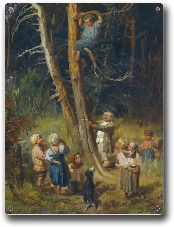 Metal Tin Signs Children Attack The Nest in Forest (1874) Wall Art Home Decor  Sign-aluminum sign