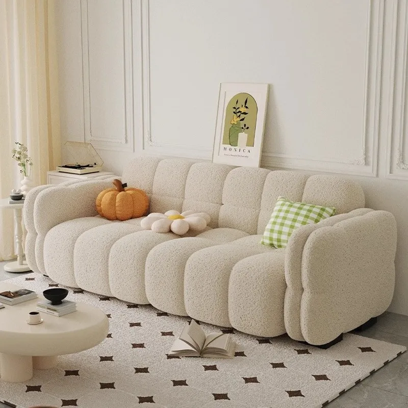 Cream Cotton Candy Sofa Small Size for Rental Home Living Roomhinese, should be replaced with English term for international