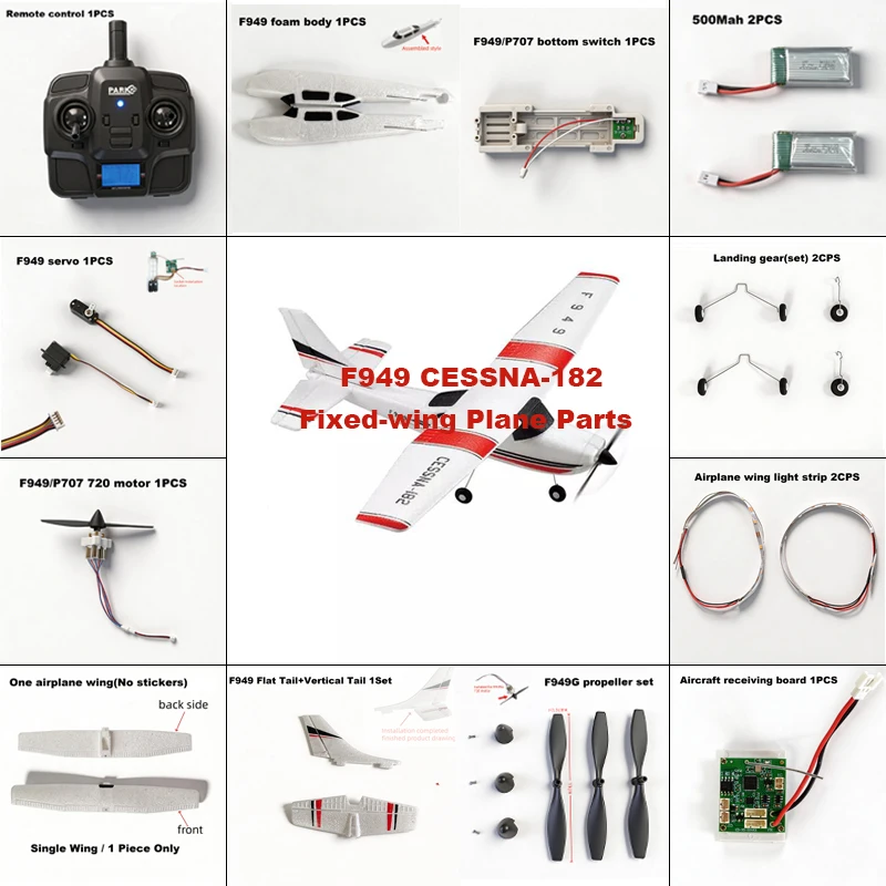 Park10 toys 3CH 2.4G F949 P707 RC Airplane Aircraft Sapre Parts Servo Motor Propeller for rc plane Landing Gear