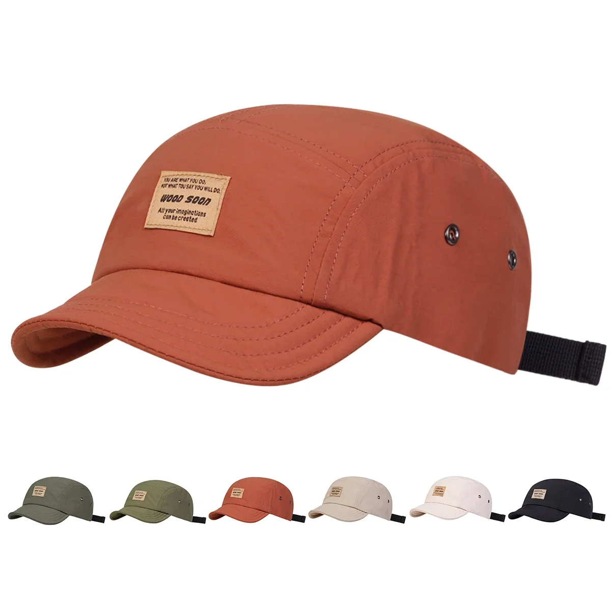 Unisex Solid Color Leather Label Baseball Cap Quick Drying H