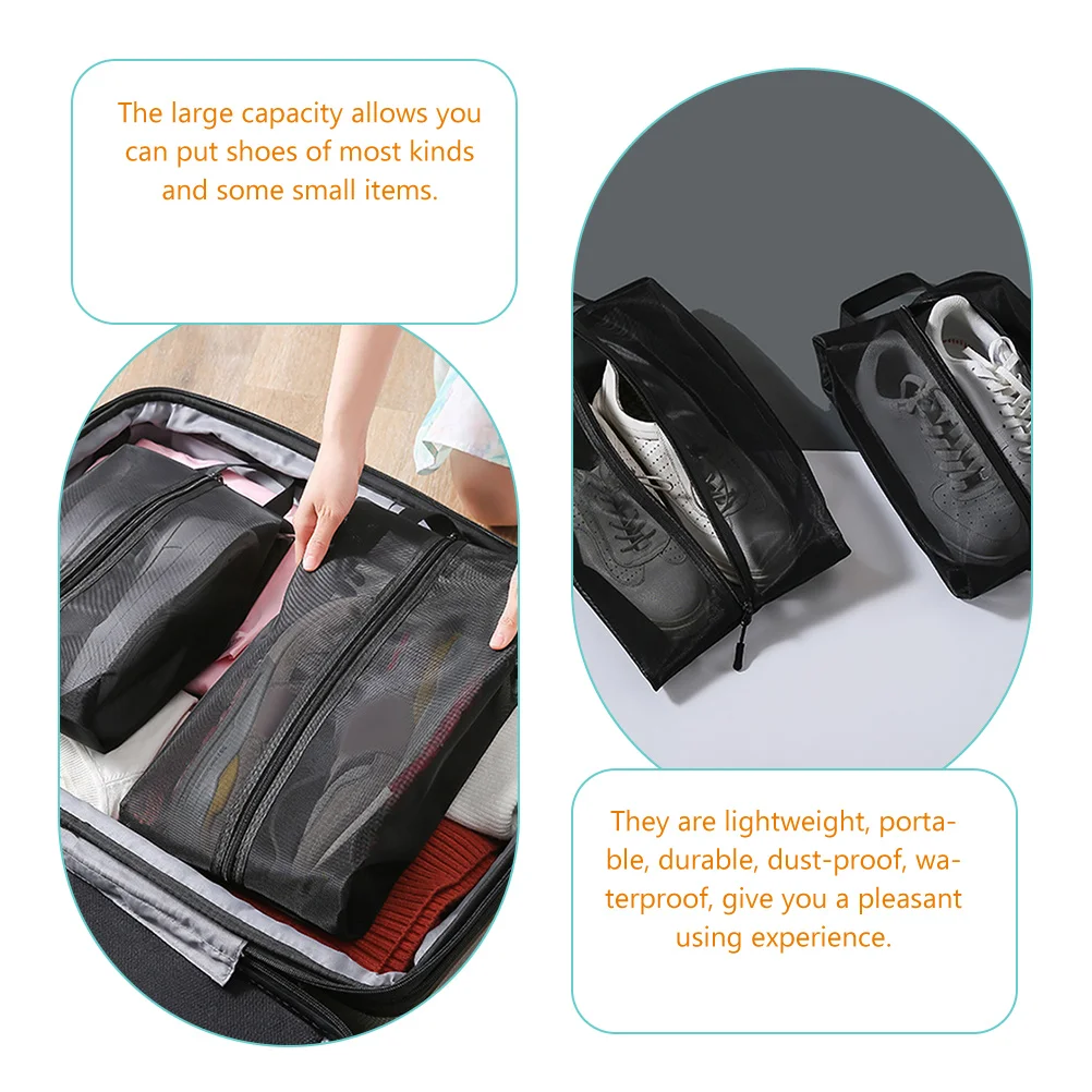 

2pcs Shoe Bag Organizer Portable Travel Shoes Storage Pouch Lightweight Mesh Bags For Packing Waterproof Durable Accessory