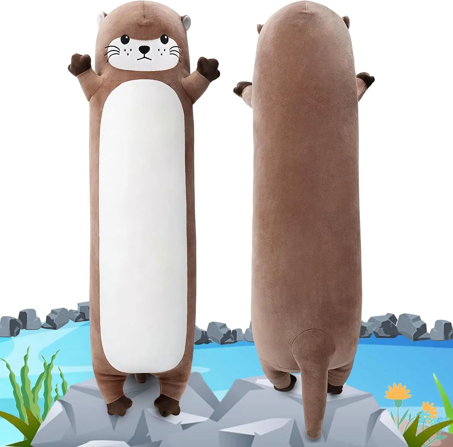 

Large Otter Stuffed Animal, 20" Long Otter Plush, Cute Body Pillow, Kawaii Big Plush Toys, Anime Hugging Pillow for Kids Adults