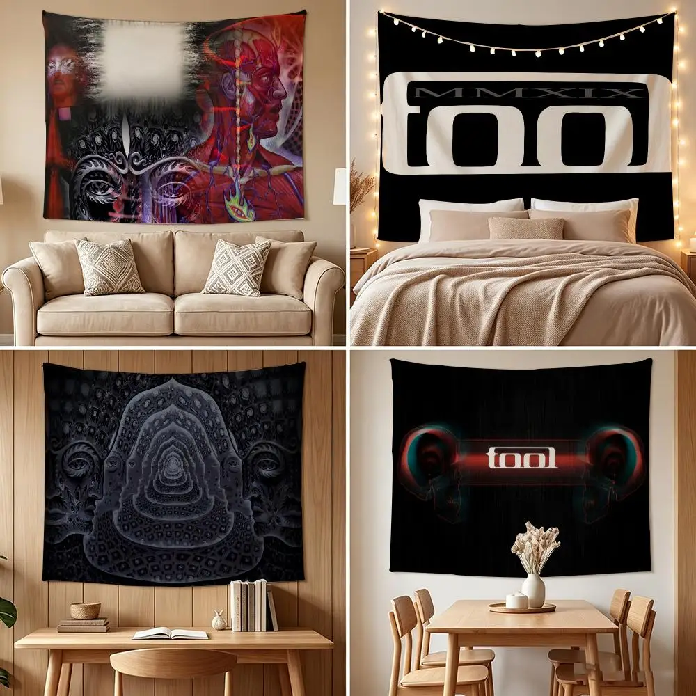 T-TOOLS Heavy Rock Band Tapestry Custom Living Bedroom Party Dormitory Interior Wall Bohemian Decoration Attached Clip