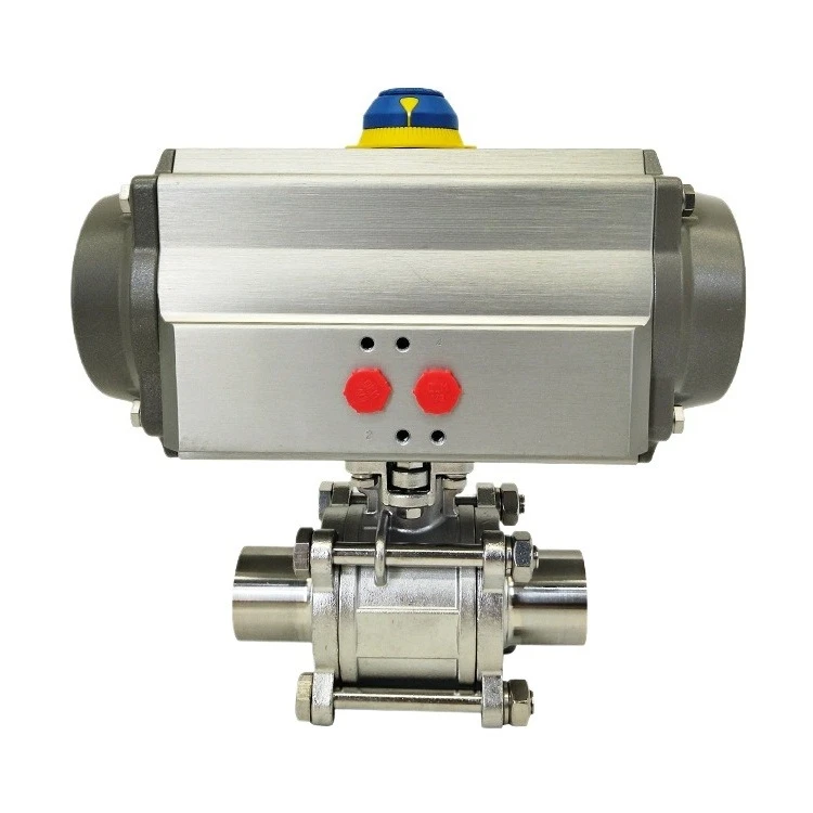 

Stainless steel straight-through sanitary pneumatic ball valve, food grade quick-loading welded ball valve