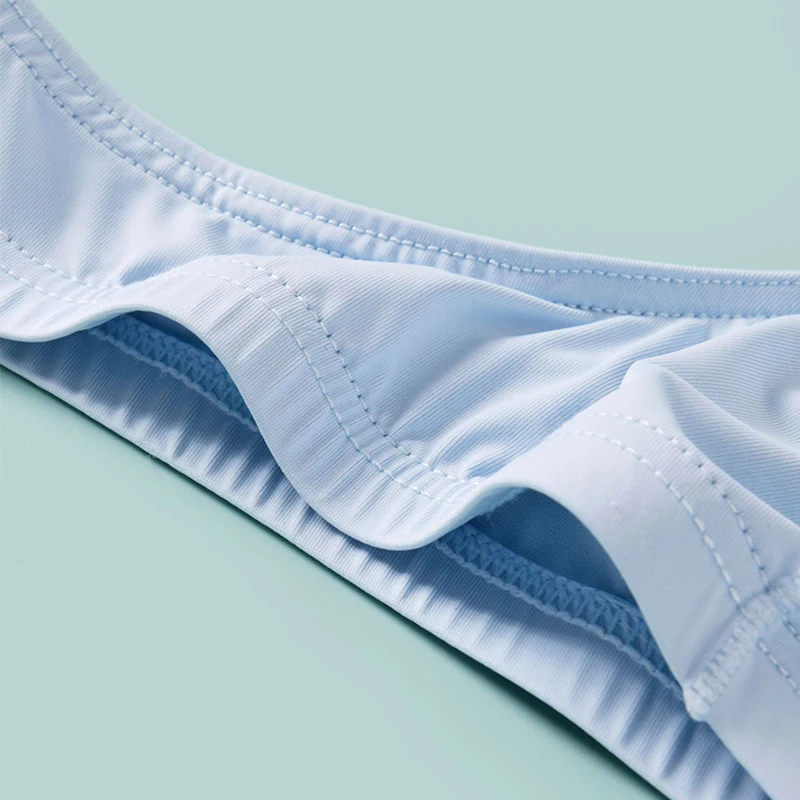 Мужские стринги, сексуальное нижнее белье с U-образной сумкой, однотонные трусы из ледяного шелка с Т-образной спинкой, дышащие трусики-бикини со средней посадкой и бандажом