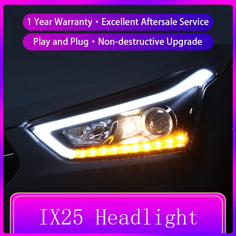 Car Styling For Hyundai IX25 Creta 2015-2017 Front Lamp DRL Headlight Turn Signal Highlight LED Projector Lens Auto Accessories