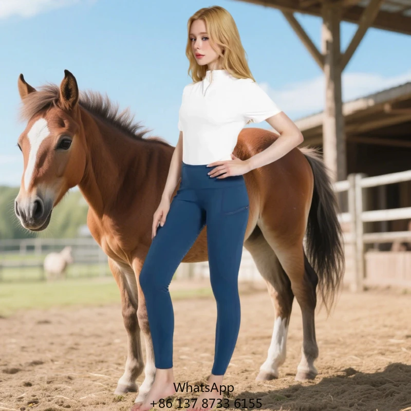 Women's Riding Pants Tights Knee Patch Ventilated Active Schooling Tights Equestrian Knee Breeches For Women
