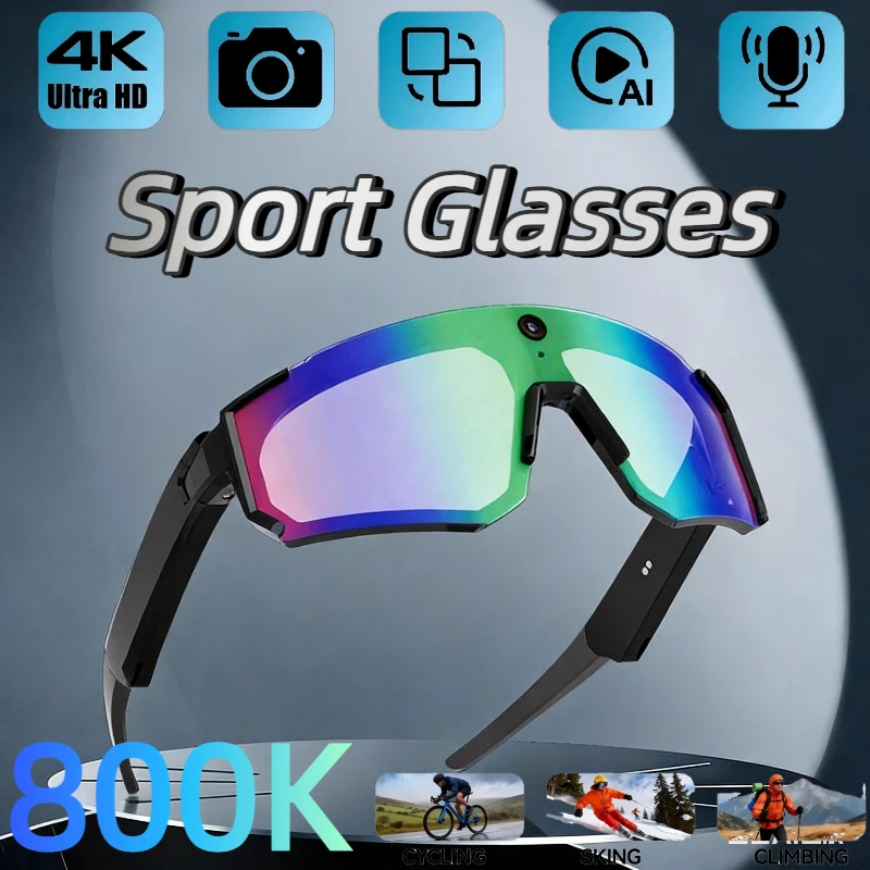 

4K Polarized Sunglasses AI Smart HD 800W Camera Bluetooth Call Translation For All Cycling Anti Glare Driving UV400 IP54 Goggles