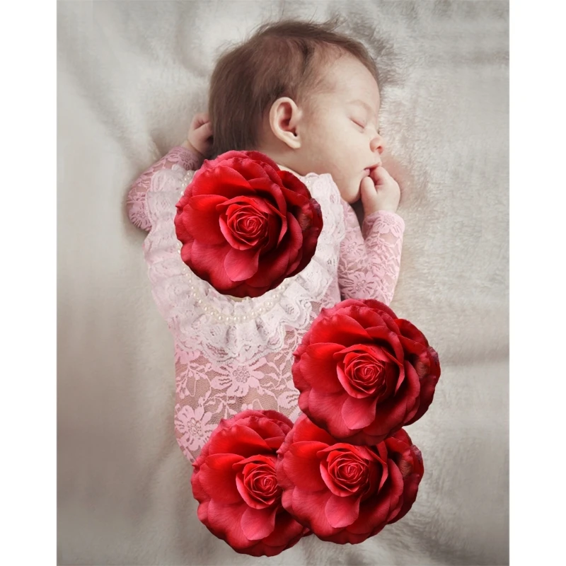 Newborn Photo Props Artificial Pearl Lace Jumpsuit Baby Photography Clothes Bodysuit Backless Romper for Infant 40JC