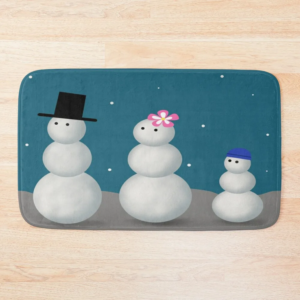 

Snowman Family Bath Mat Bathroom Items Toilet Accessories Bathroom Non-Slip Bathtub Mat