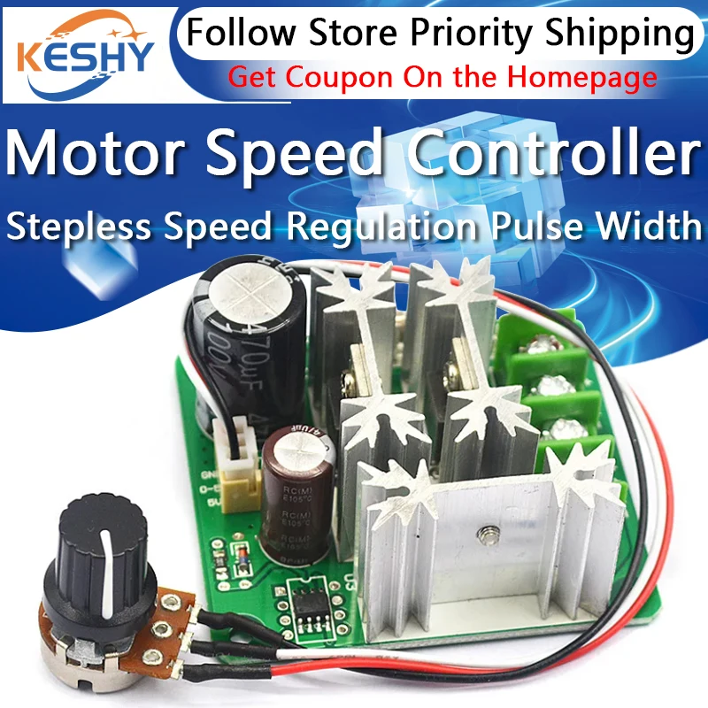 DC 6V-90V 15A DC Motor Speed Controller Stepless Speed Regulation Pulse Width PWM DC 12V 24V 36V 48V 1000W