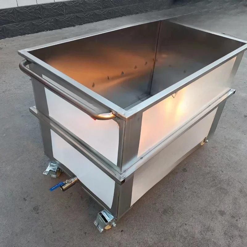 Stainless steel square water storage tank Customized storage box Industrial water storage bucket Trolley soaking pool Braised